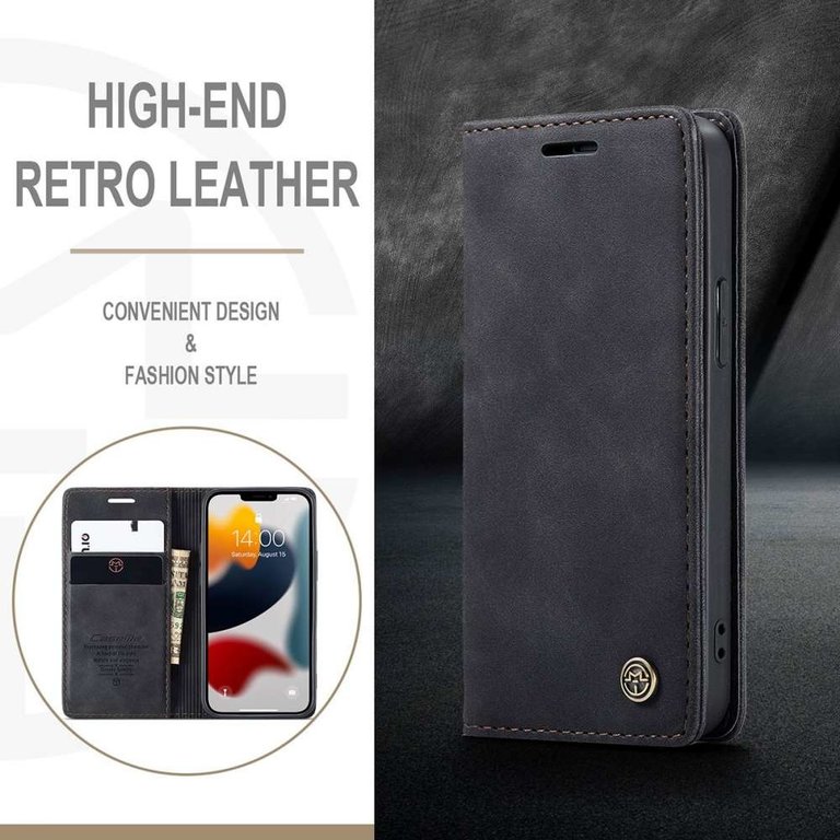 CaseMe CASEME iPhone 13 Mini Retro Wallet Case - Black