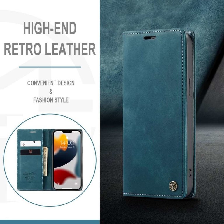 CaseMe CASEME iPhone 13 Pro Retro Wallet Case - Blue