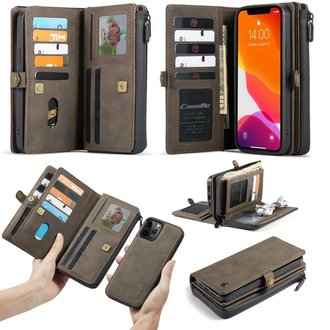 CaseMe CASEME iPhone 13 Pro Max Luxe Multi Portemonnee Hoesje - Brown
