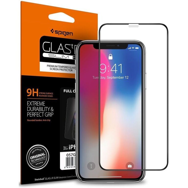 Spigen Spigen Screenprotector Full Cover Glass Apple iPhone 11 Pro / iPhone X/XS Black