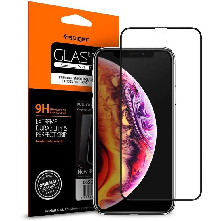 Spigen Spigen Screenprotector Full Cover Glass Apple iphone 11 / iPhone Xr Black 064GL25233