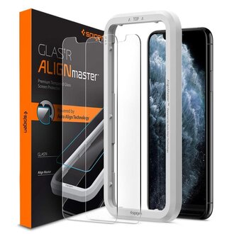 Spigen Spigen Apple iPhone 11 Glas tR AlignMaster Met Montage Frame 2-pack AGL00101