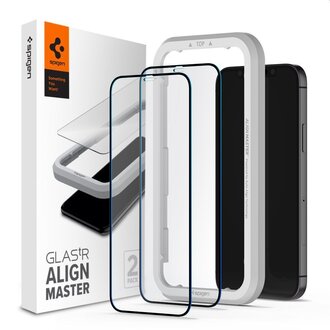 Spigen Spigen Apple iPhone 12/12 Pro AlignMaster Full Cover Glass (2 Pack) - AGL01802