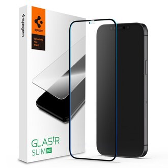 Spigen Spigen Screenprotector Full Cover Glass Apple iPhone 12 Pro Max Black AGL01468