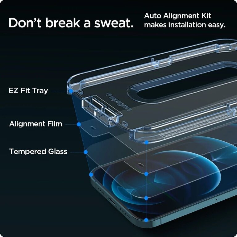 Spigen Spigen Glass Apple iPhone 12 Pro Max Met Montage Frame EZ FIT - 2 Pack AGL01791
