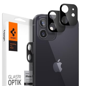 Spigen Spigen Camera Lens Glass Protector Apple iPhone 12 Mini (Black) - AGL01817  (2 pack)