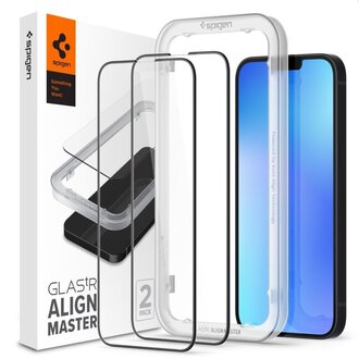 Spigen Spigen iPhone 13/13 Pro/iPhone 14 AlignMaster Full Cover Glass (2 Pack) - AGL03387 Spigen Spigen iPhone 13/13 Pro/iPhone 14 AlignMaster Full Cover Glass (2 Pack) - AGL03387