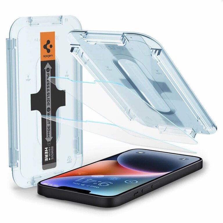 Spigen Spigen Glass iPhone 13 Pro Max / iPhone 14 Plus Montage Frame EZ FIT 2 Pack AGL03375