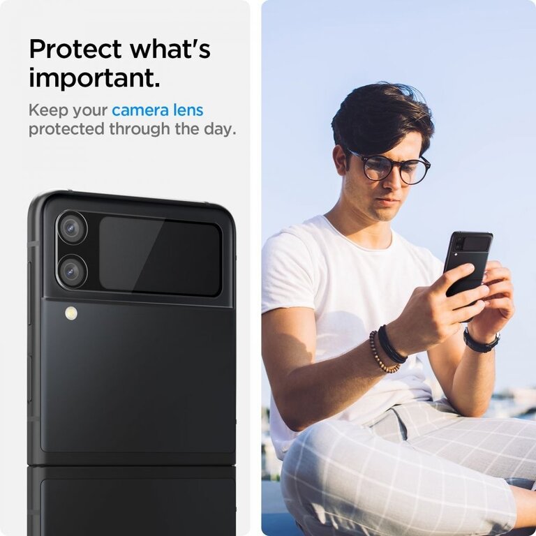 Spigen Spigen Camera Lens Glass Protector Samsung Galaxy Z Flip 3 (Black) - AGL03155