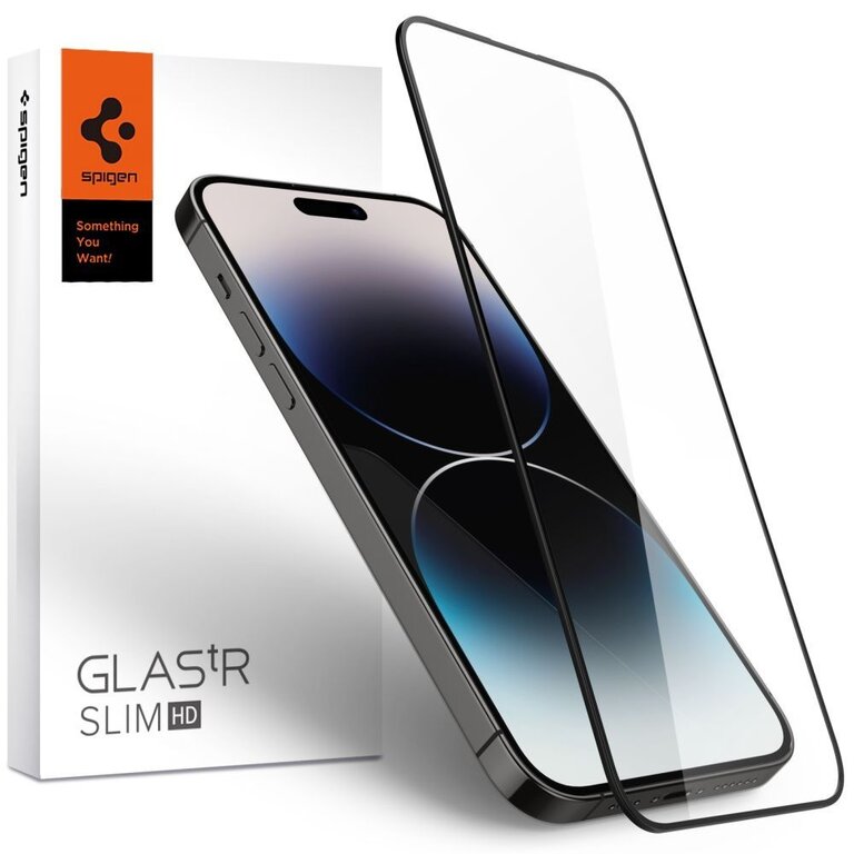 Spigen Spigen Screenprotector Full Cover Glass Apple iPhone 14 Pro Max Black AGL05209