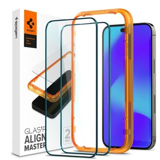 Spigen Spigen Apple iPhone 14 Pro AlignMaster Full Cover Glass (2 Pack) - AGL05216
