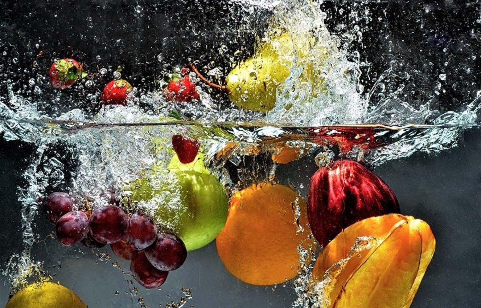 Splashed fruit foto-art dibond