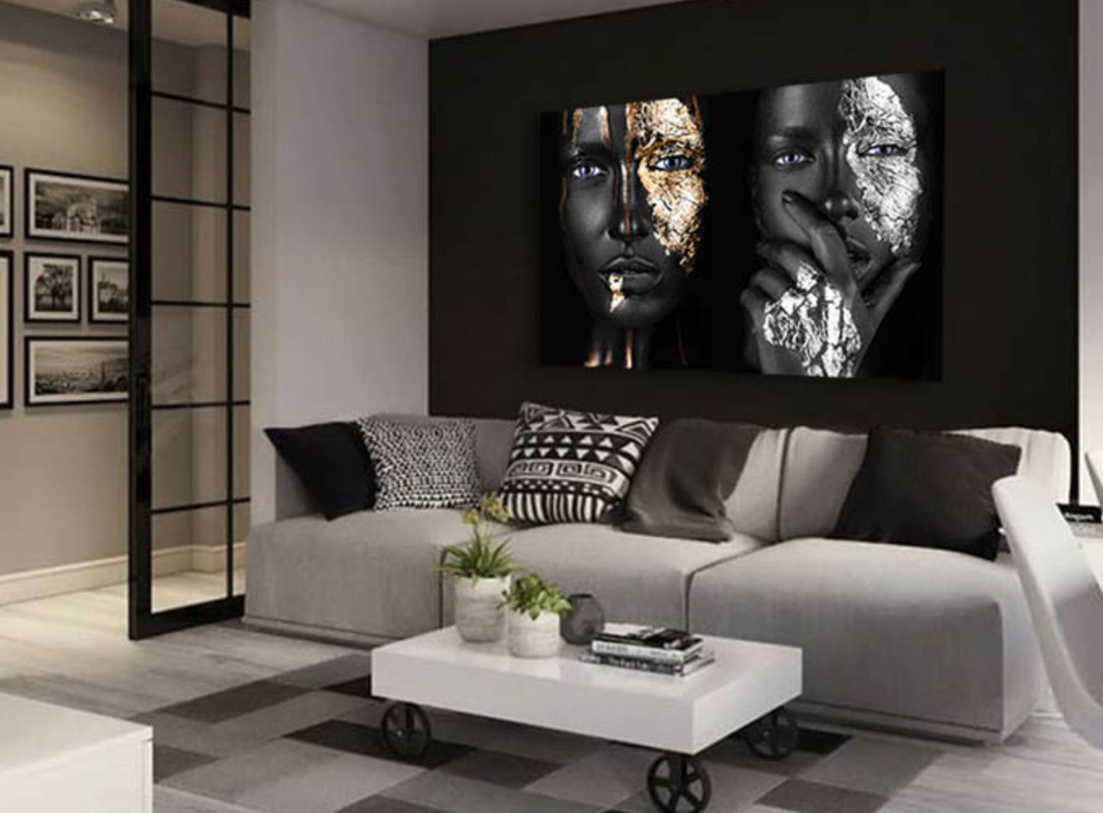 Gold and Silver Faces foto-art op dibond