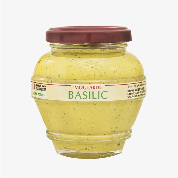 Domaine des terres rouges Ambachtelijke Mosterd met Basilicum – Franse finesse in een potje
