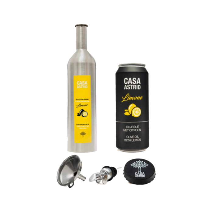 Casa Astrid Italiaanse olijfolie met verse Citroen in duurzame RVS fles