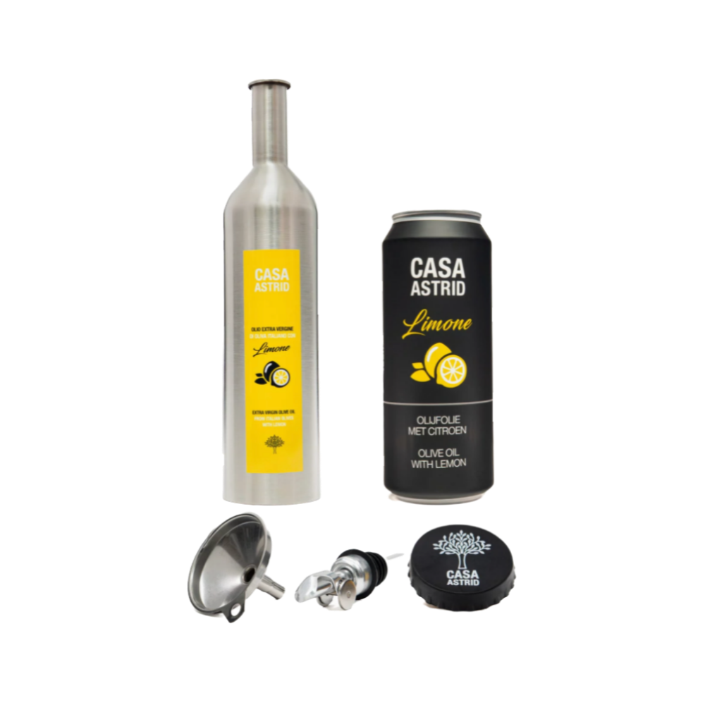 Casa Astrid Italiaanse Extra Vierge Olijfolie met Verse Citroen in duurzame RVS fles | Casa Astrid