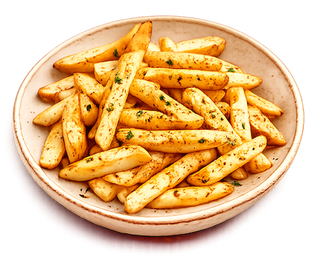 Bord met gekruide frietjes