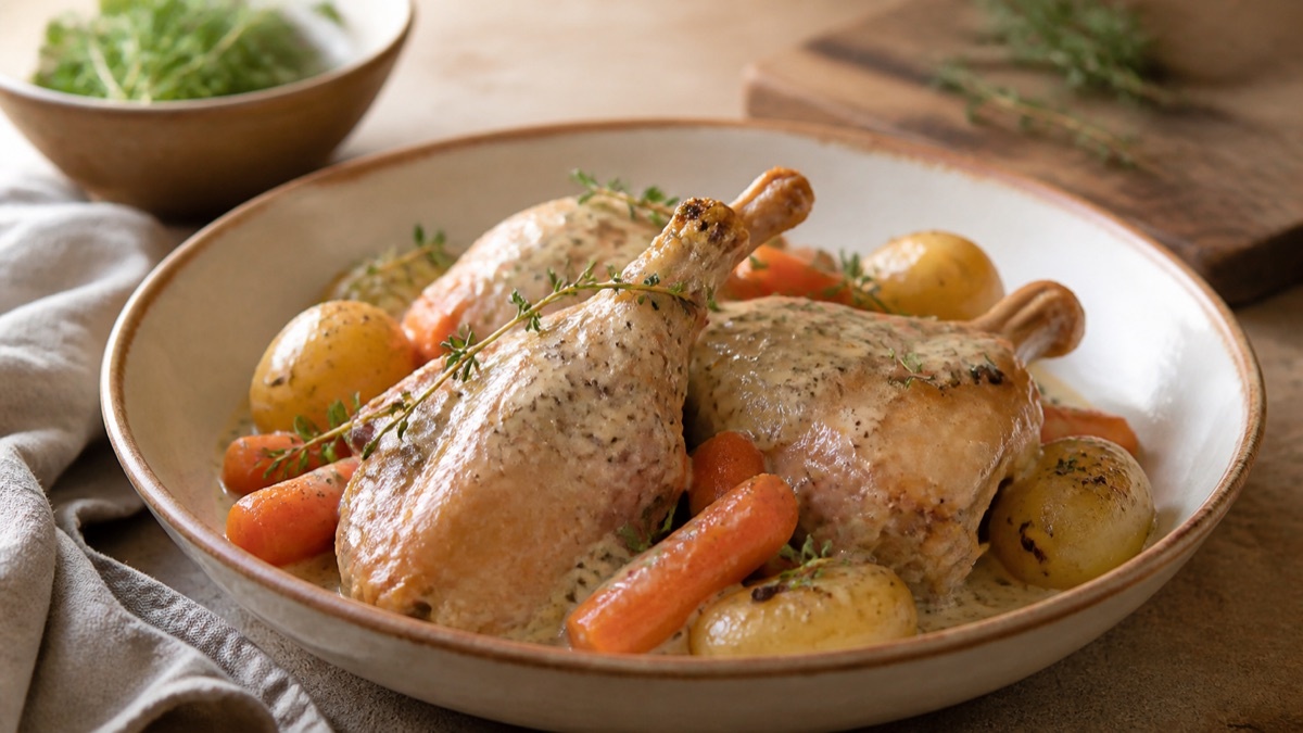 Provençaals konijn met tomaat en olijf