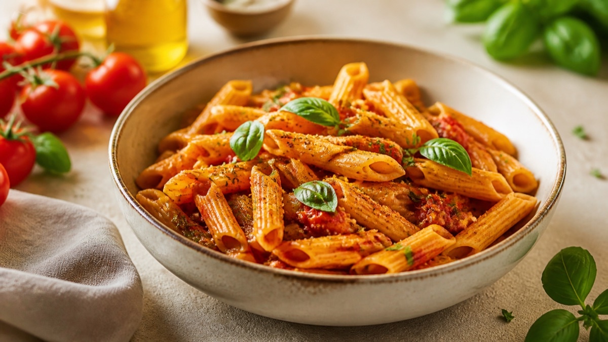 Pasta met champignon-tomatensaus