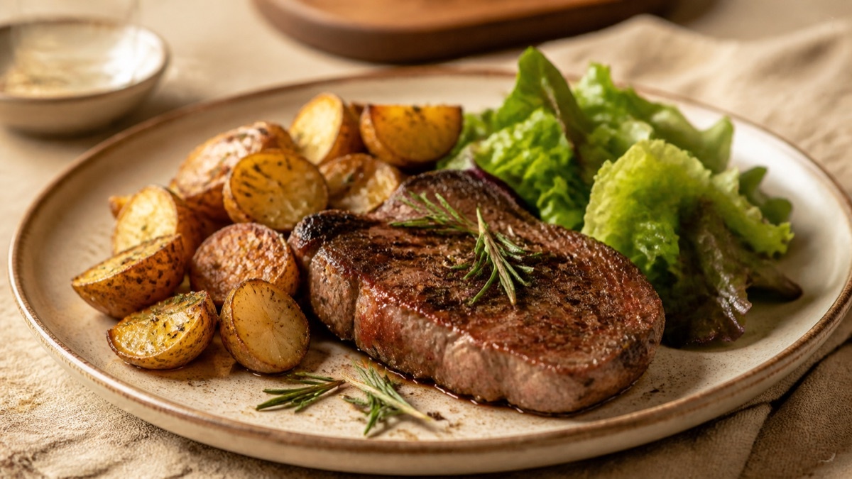 Cajun-steak met geroosterde maïs