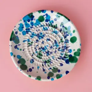 Alfar Tierra Cocida Kleine keramische knoflookrasp groenblauw uit Spanje