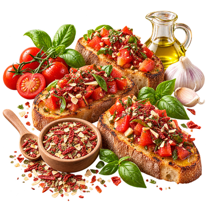 De Kruidenshop Bruschetta kruidenmix met tomaat en knoflook