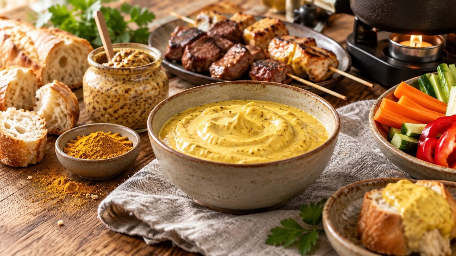 Currymosterddip voor gourmet en fondue