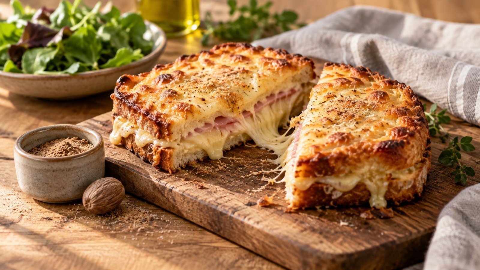 Croque monsieur met nootmuskaat