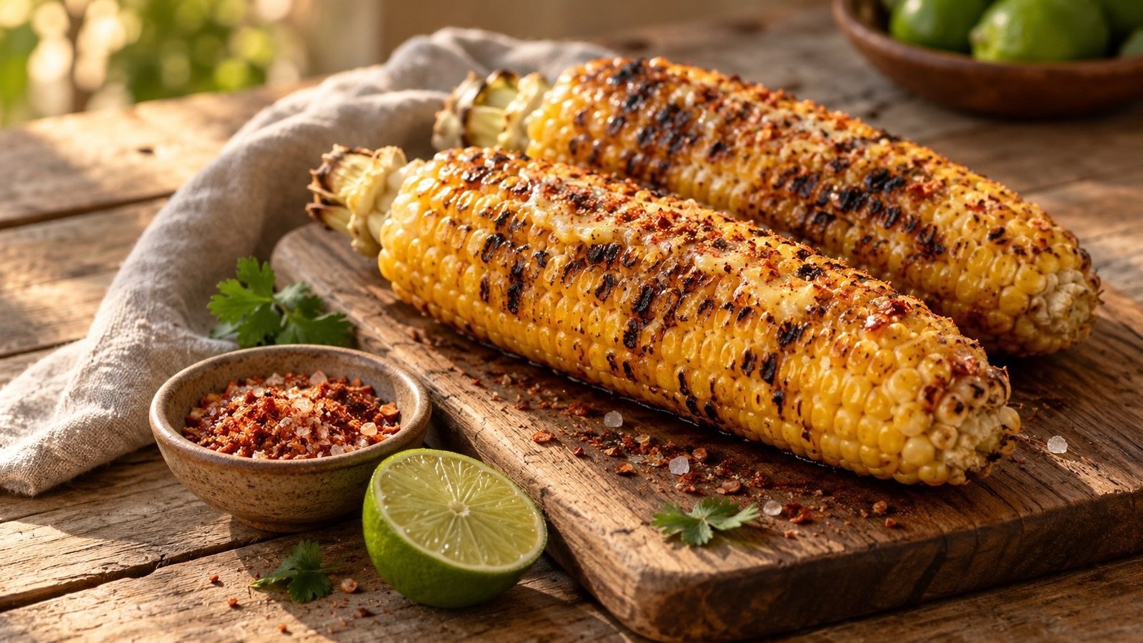 Gegrilde maiskolven met chilizout