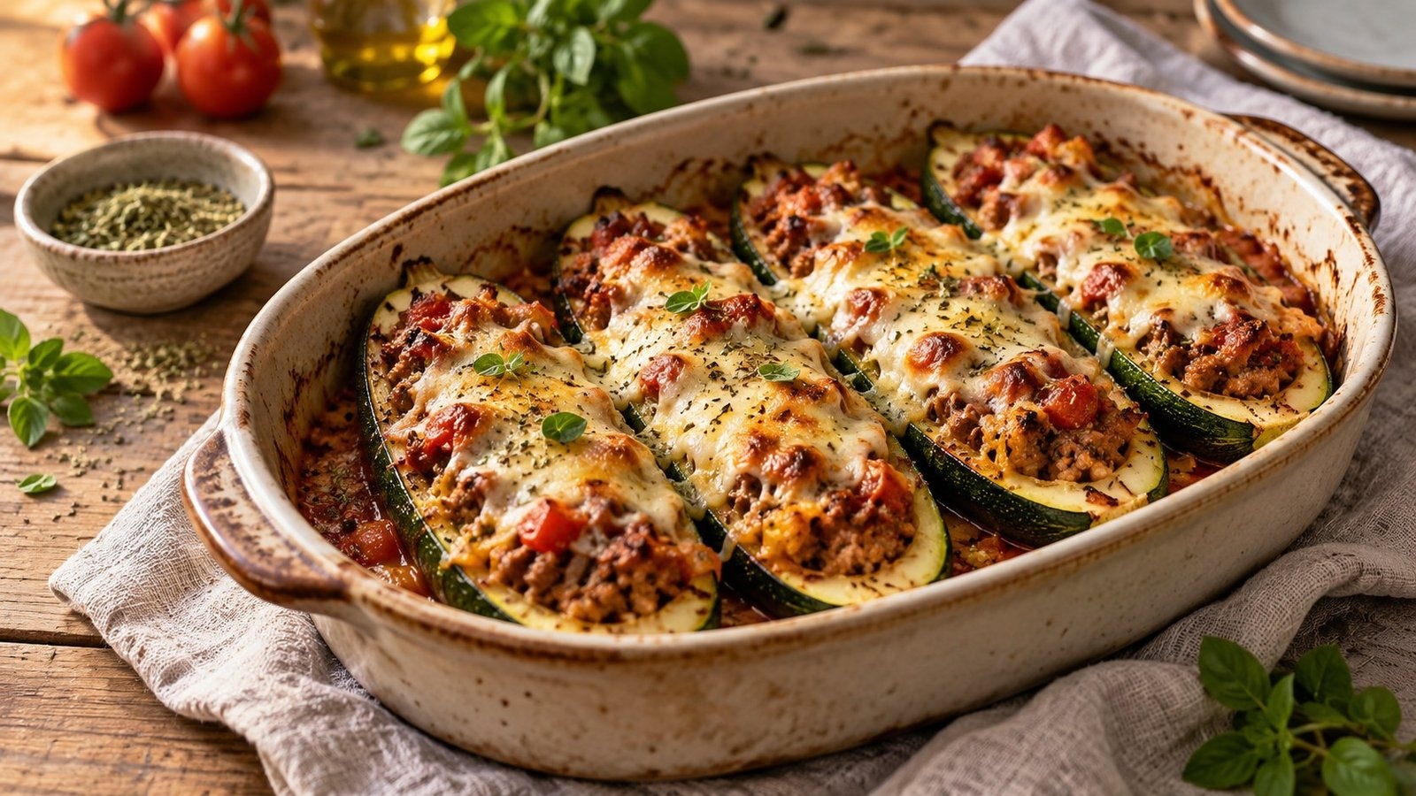 Gevulde courgette uit de oven