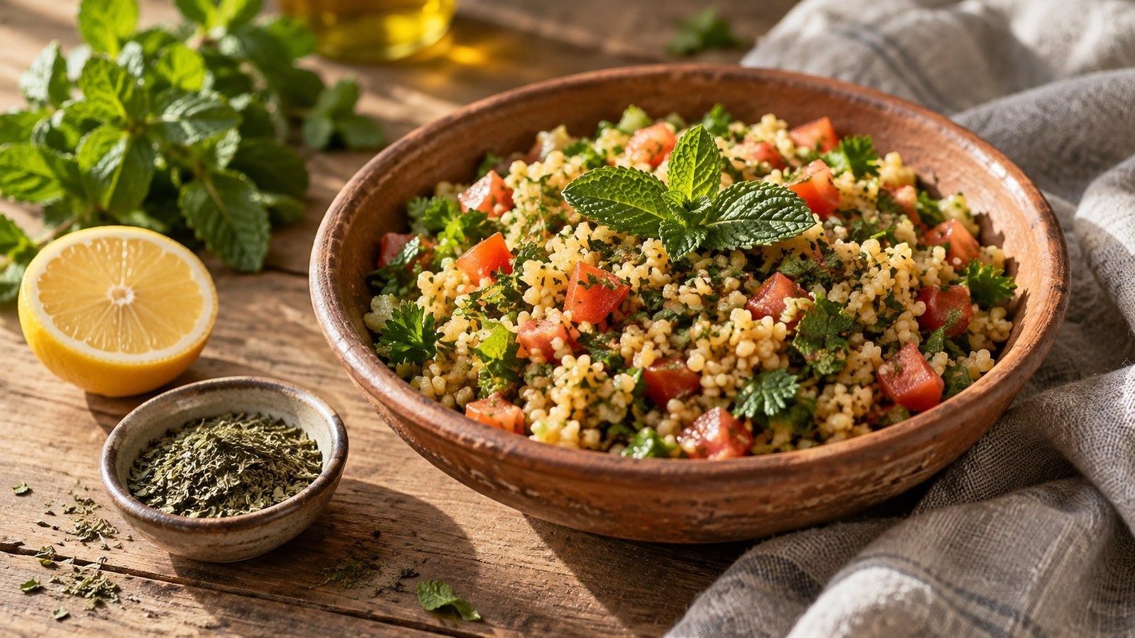 Graansalade met munt en citroen