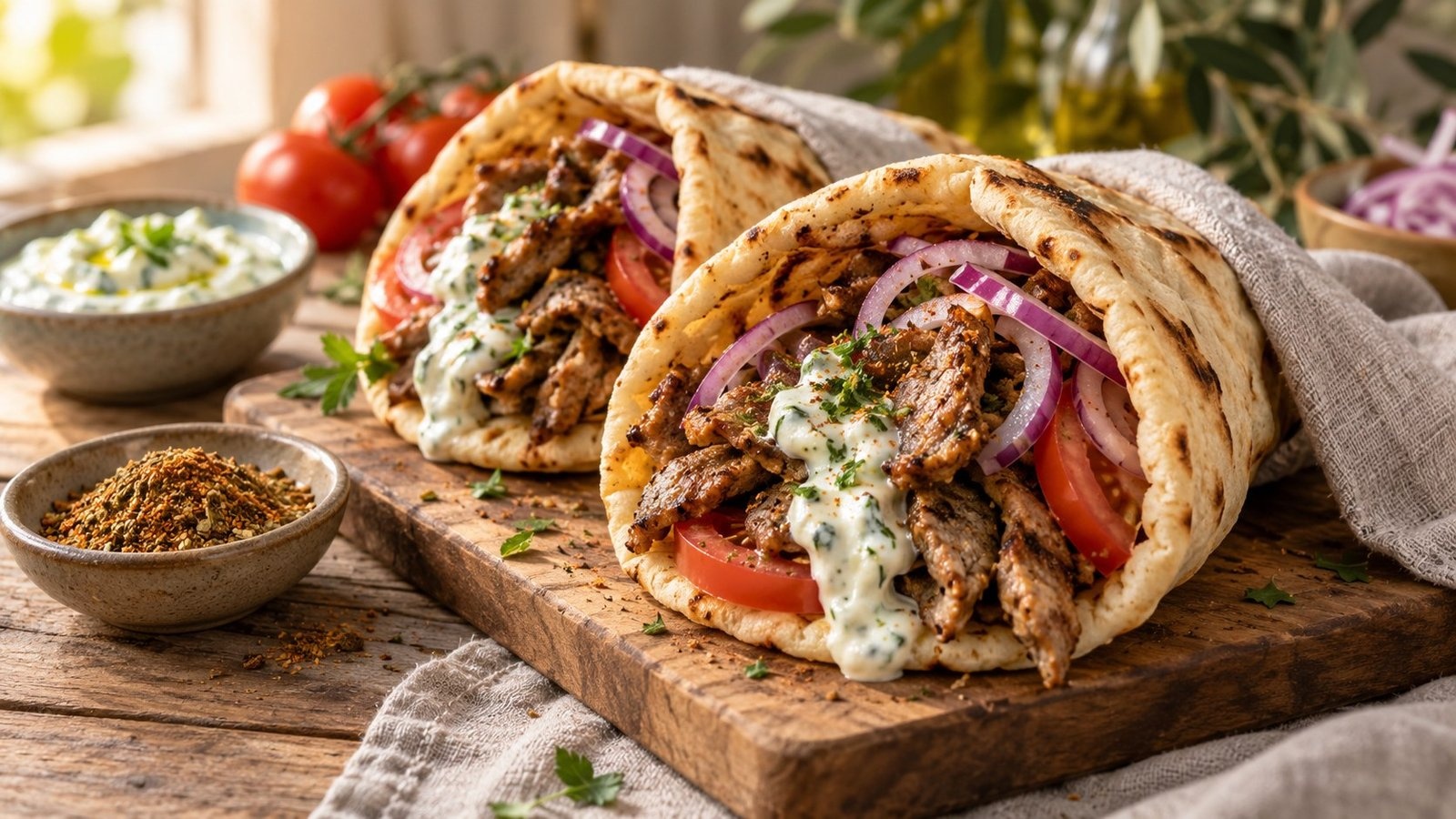 Gyros met tzatziki en pita