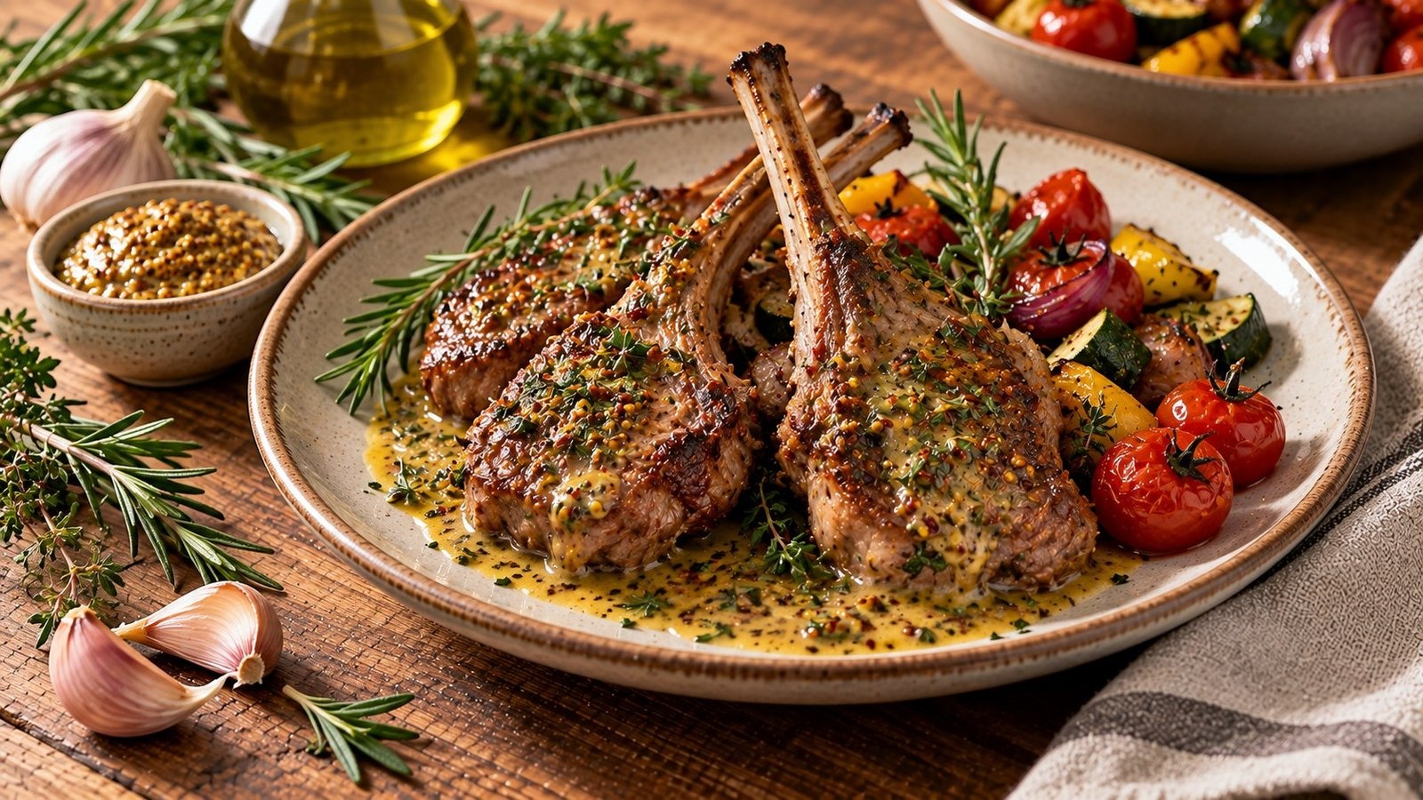 Lamskoteletjes met Provencaalse mosterd