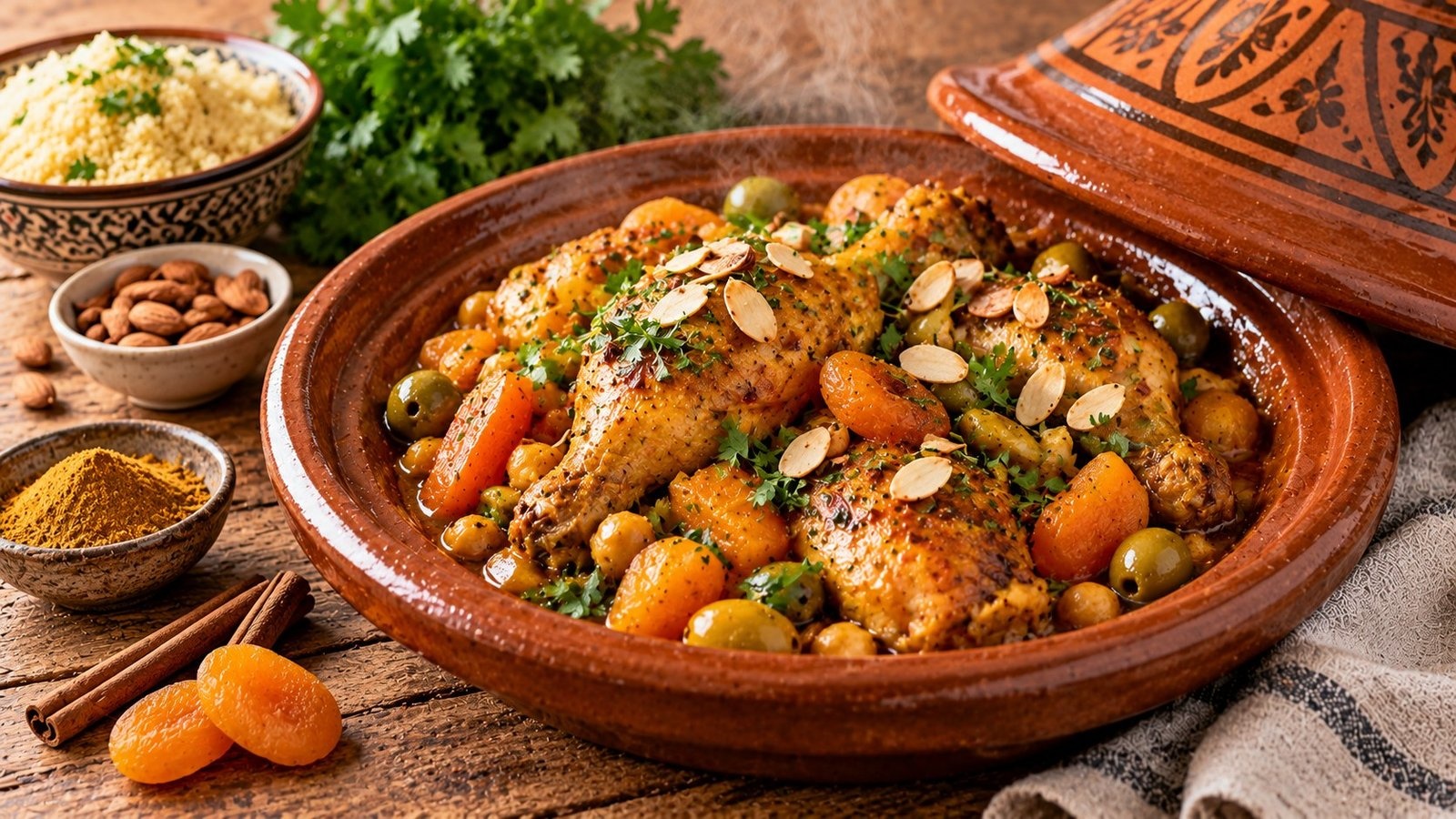 Marrakech-tajine met kip en abrikoos