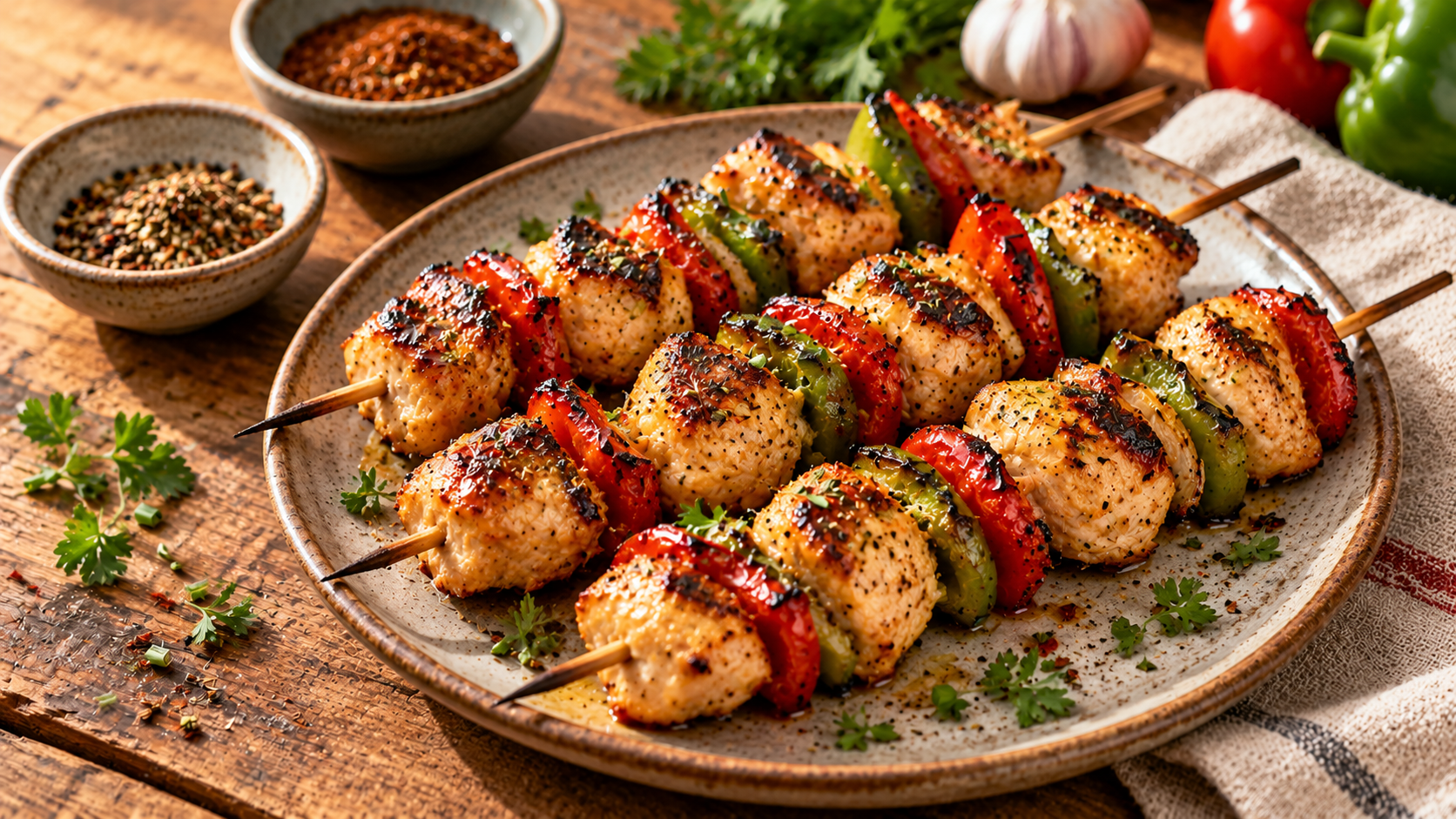 BBQ-kipspiesjes met paprika