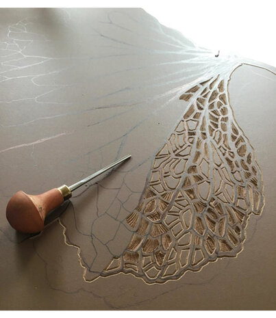 Monika Petersen Monika Petersen Lino Print Gold Dandelion Indigo A3 Monika Petersen Monika Petersen Lino Print Gold Dandelion Indigo A3