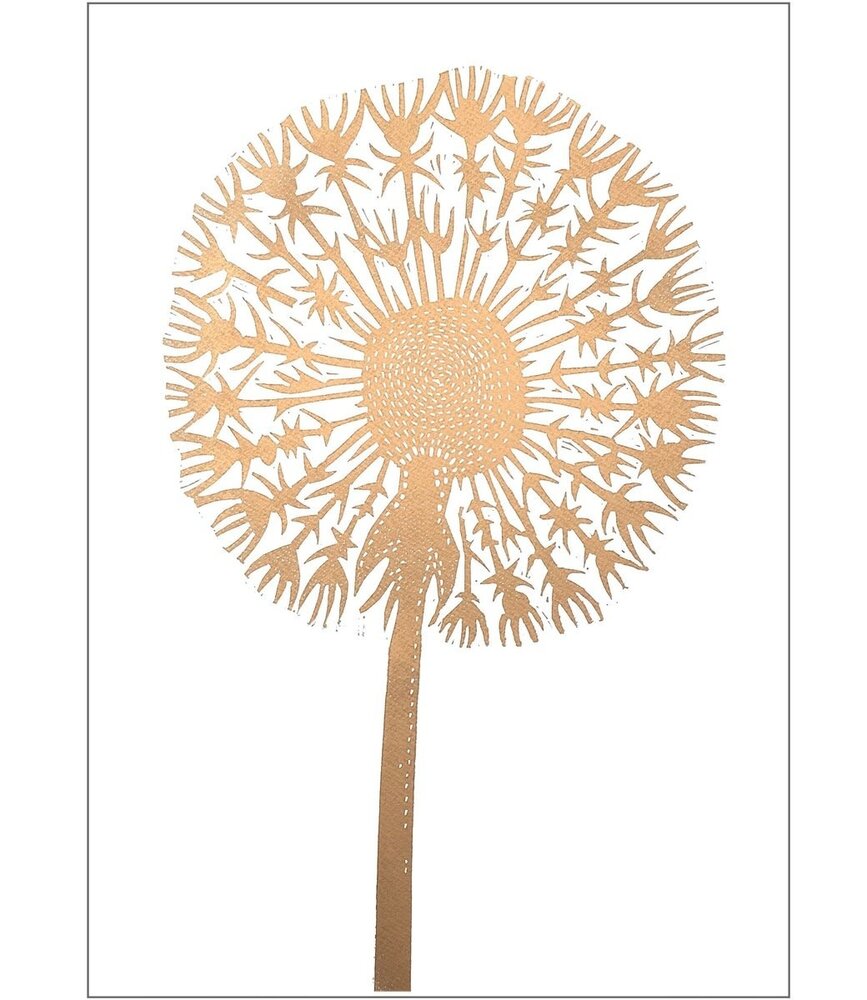 Monika Petersen Monika Petersen Lino Print Gold Dandelion White A3 Monika Petersen Monika Petersen Lino Print Gold Dandelion White A3