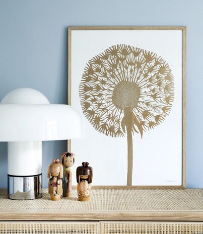 Monika Petersen Monika Petersen Lino Print Gold Dandelion White A3 Monika Petersen Monika Petersen Lino Print Gold Dandelion White A3