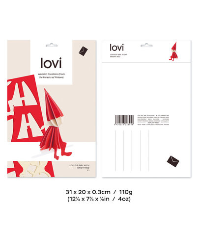 LOVI Lovi Elf meisje berkenhout rood DIY pakketje - 3 formaten - ook leuk om te versturen als cadeau LOVI Lovi Elf meisje berkenhout rood DIY pakketje - 3 formaten - ook leuk om te versturen als cadeau