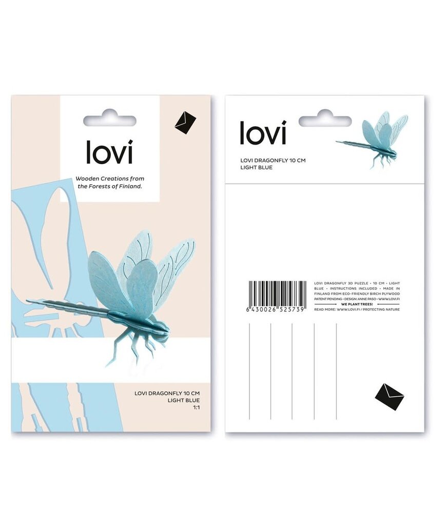 LOVI Lovi dragonfly wood - different colours - Birch plywood 3D-animal DIY package - perfect to send as a gift LOVI Lovi dragonfly wood - different colours - Birch plywood 3D-animal DIY package - perfect to send as a gift