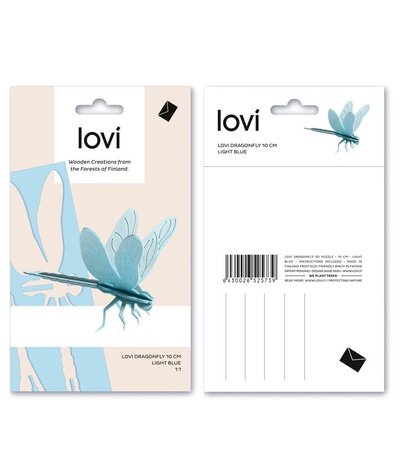 LOVI Lovi dragonfly wood - different colours - Birch plywood 3D-animal DIY package - perfect to send as a gift LOVI Lovi dragonfly wood - different colours - Birch plywood 3D-animal DIY package - perfect to send as a gift