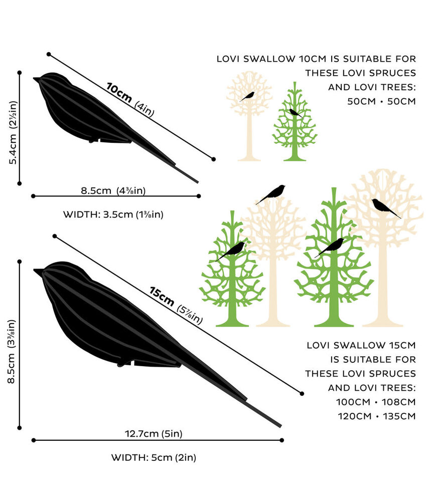 LOVI Lovi Swallow dark blue wood Birch plywood 3D - 2 sizes - animal DIY package - perfect to send as a gift LOVI Lovi Swallow dark blue wood Birch plywood 3D - 2 sizes - animal DIY package - perfect to send as a gift