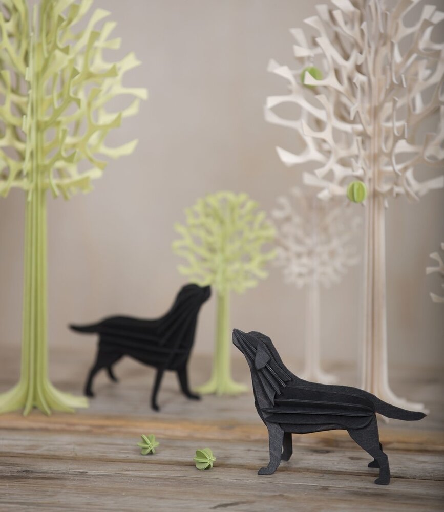 LOVI Lovi Labrador black wood Birch plywood 3D-animal DIY package - perfect to send as a gift LOVI Lovi Labrador black wood Birch plywood 3D-animal DIY package - perfect to send as a gift