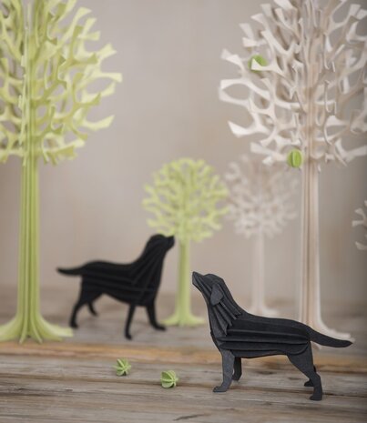 LOVI Lovi Labrador berken multiplex hout zwart 3D-dier DIY pakketje - ook leuk om te versturen als cadeau