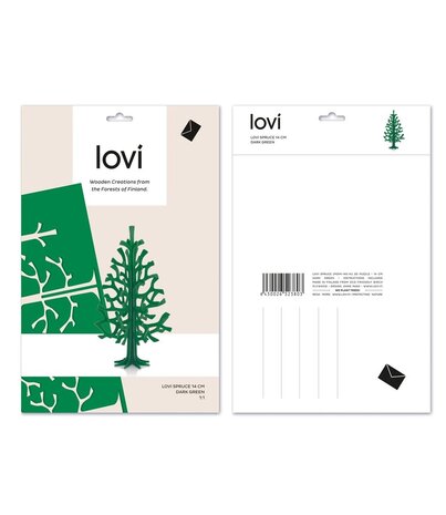 LOVI Lovi Spruce Birch plywood Tree H14cm green 3D-tree DIY package - ook leuk om te versturen als cadeau LOVI Lovi Spruce Birch plywood Tree H14cm green 3D-tree DIY package - ook leuk om te versturen als cadeau