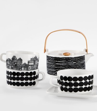 Marimekko Marimekko Räsymatto zwart Theebeker 2,5dl Marimekko Marimekko Räsymatto zwart Theebeker 2,5dl