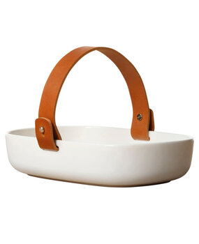 Marimekko Marimekko Oiva Koppa White Serving dish with leather handle