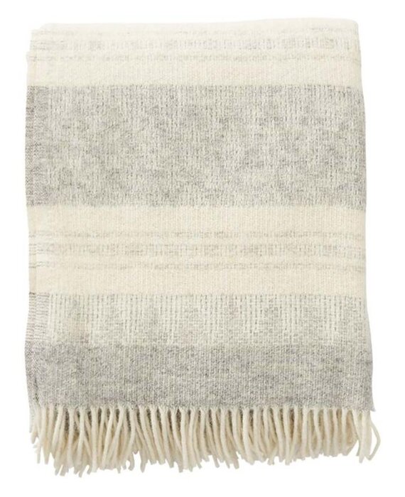 Klippan Freja plaid van 100% Zweedse Wol 130x200 grijs naturel melange
