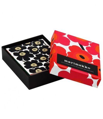 Marimekko Marimekko Set van 20 Unikko kaarten met envelop in doos Marimekko Marimekko Set van 20 Unikko kaarten met envelop in doos