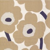 Marimekko Marimekko Unikko Papieren Servetten 33x33cm Beige Marimekko Marimekko Unikko Papieren Servetten 33x33cm Beige